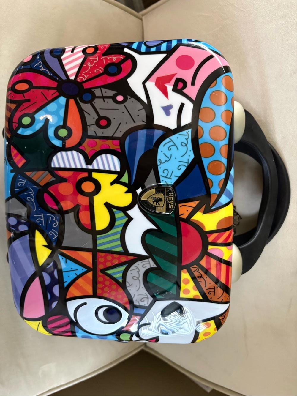 Romero Britto-Inspired Multicolor Hardcase Travel Cosmetic Bag